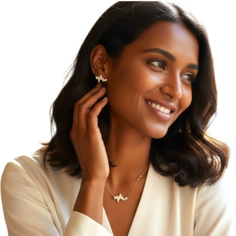 Gold Heartbeat Stud Earrings